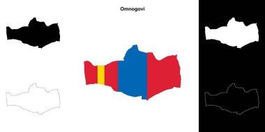 Omnogovi province outline map set clipart