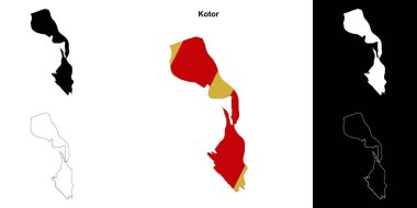 Kotor municipality outline map set clipart