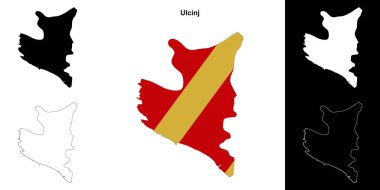 Ulcinj municipality outline map set clipart