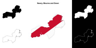 Newry, Mourne and Down outline map set clipart