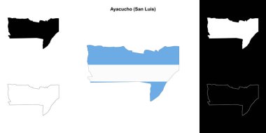 Ayacucho department (San Luis) outline map set clipart