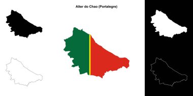 Alter do Chao municipality outline map set clipart