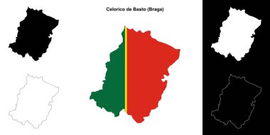 Celorico de Basto municipality outline map set clipart