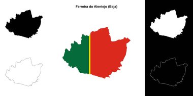 Ferreira do Alentejo municipality outline map set clipart