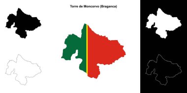 Torre de Moncorvo municipality outline map set clipart