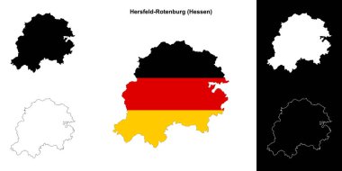 Hersfeld-Rotenburg (Hessen) blank outline map set clipart