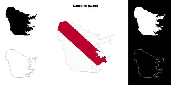 stock vector Kamaishi (Iwate) outline map set