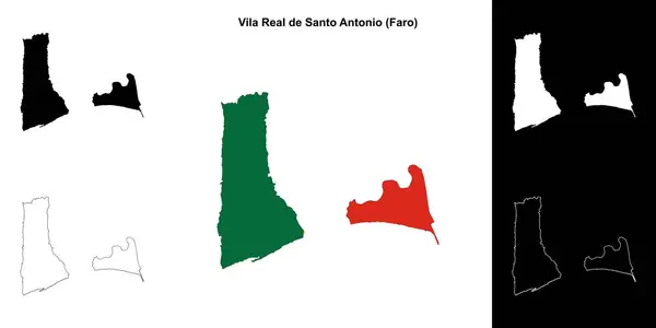 stock vector Vila Real de Santo Antonio municipality outline map set