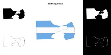 Biedma department (Chubut) outline map set clipart