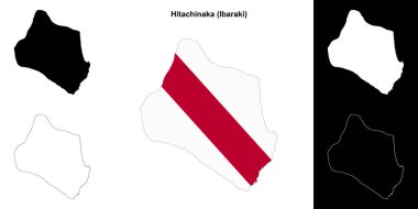 Hitachinaka (Ibaraki) outline map set clipart