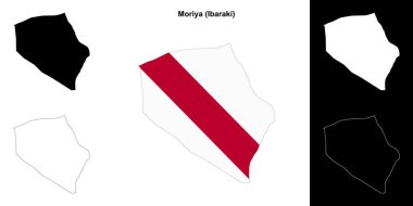 Moriya (Ibaraki) outline map set clipart