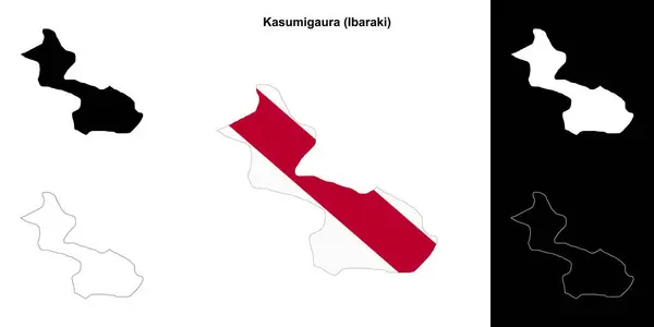 stock vector Kasumigaura (Ibaraki) outline map set