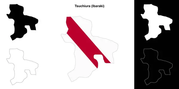 stock vector Tsuchiura (Ibaraki) outline map set