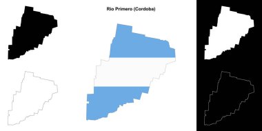 Rio Primero department (Cordoba) outline map set clipart