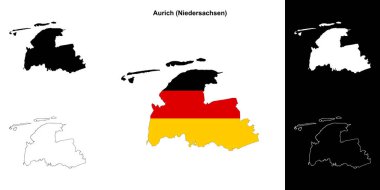 Aurich (Niedersachsen) blank outline map set clipart