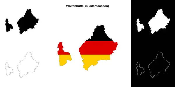 stock vector Wolfenbuttel (Niedersachsen) blank outline map set