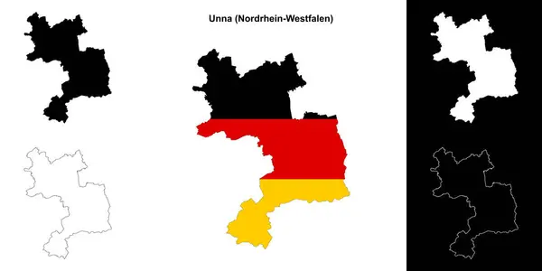 stock vector Unna (Nordrhein-Westfalen) blank outline map set