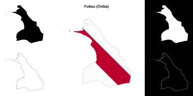 Futtsu (Chiba) outline map set clipart