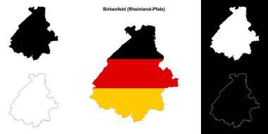 Birkenfeld (Rheinland-Pfalz) blank outline map set clipart