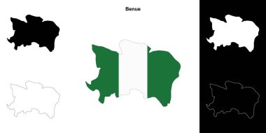 Benue state outline map set clipart