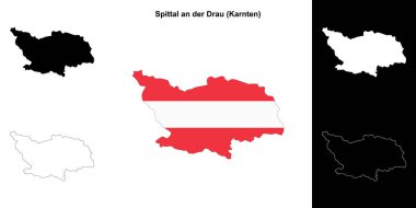 Spittal an der Drau blank outline map set clipart