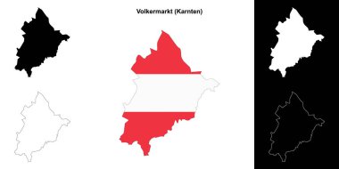 Volkermarkt blank outline map set clipart