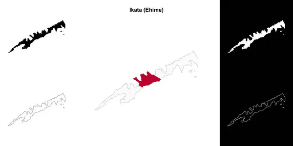 stock vector Ikata (Ehime) outline map set