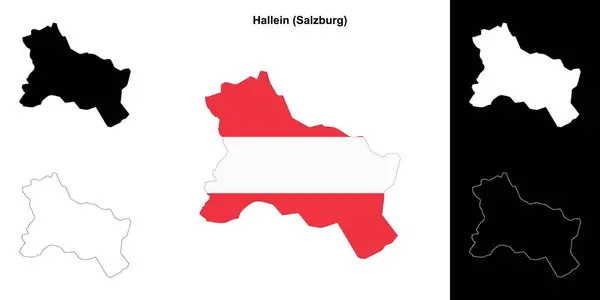 stock vector Hallein blank outline map set