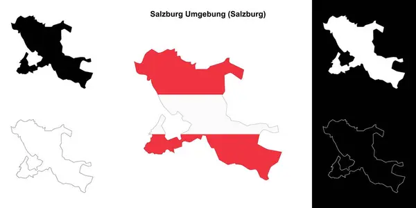 Stock vector Salzburg Umgebung blank outline map set