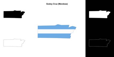 Godoy Cruz department (Mendoza) outline map set clipart