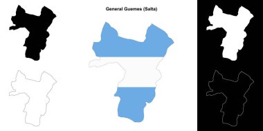 General Guemes department (Salta) outline map set clipart