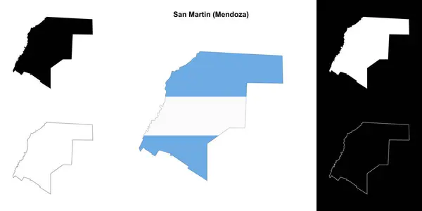 stock vector San Martin department (Mendoza) outline map set