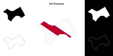 Umi (Fukuoka) outline map set clipart