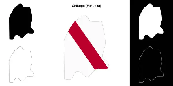 stock vector Chikugo (Fukuoka) outline map set