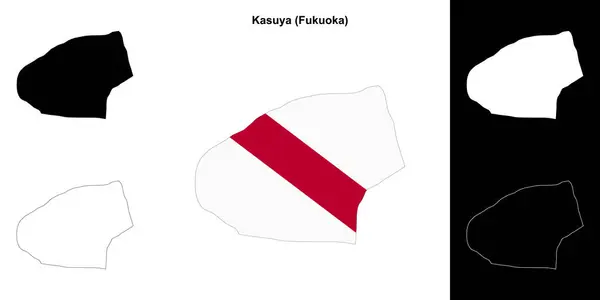 stock vector Kasuya (Fukuoka) outline map set