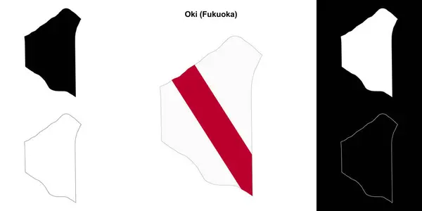 stock vector Oki (Fukuoka) outline map set