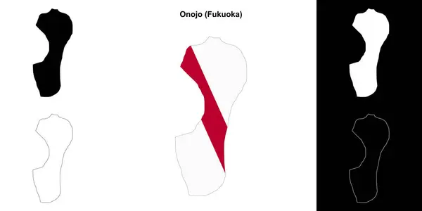 stock vector Onojo (Fukuoka) outline map set