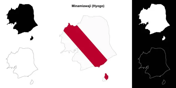 stock vector Minamiawaji (Hyogo) outline map set