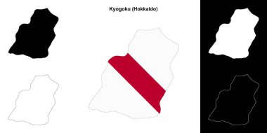 Kyogoku (Hokkaido) outline map set clipart