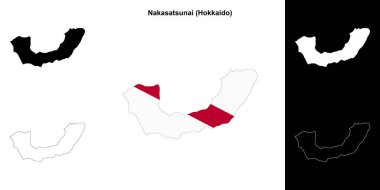 Nakasatsunai (Hokkaido) outline map set clipart