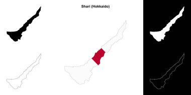 Shari (Hokkaido) outline map set clipart