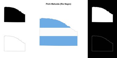 Pichi Mahuida department (Rio Negro) outline map set clipart