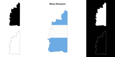 Minas department (Neuquen) outline map set clipart