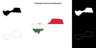 Esztergom district outline map set clipart