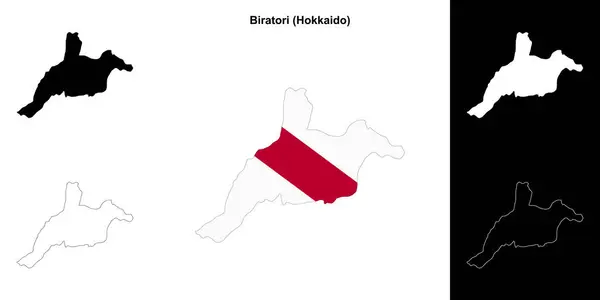 stock vector Biratori (Hokkaido) outline map set