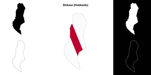 stock vector Shikaoi (Hokkaido) outline map set