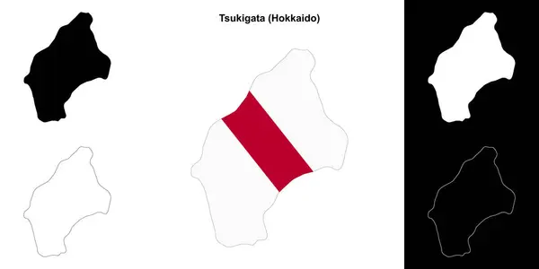 stock vector Tsukigata (Hokkaido) outline map set