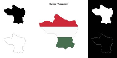 Sumeg district outline map set clipart