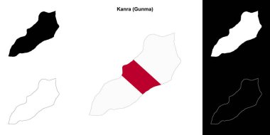 Kanra (Gunma) outline map set clipart