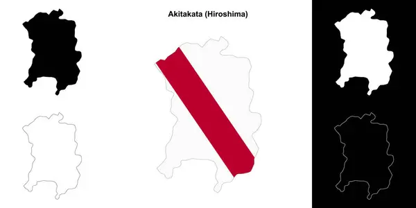 stock vector Akitakata (Hiroshima) outline map set